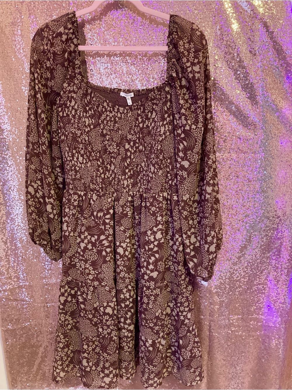 Maurices Brown Floral Smocked Dress